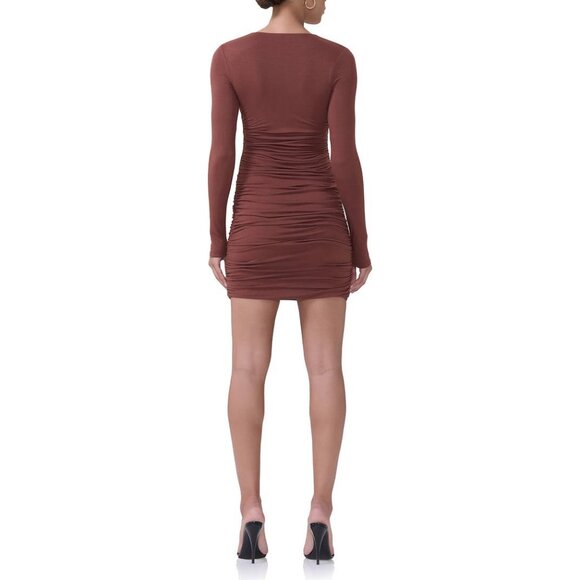 New AFRM Afton Ruched Long Sleeve Jersey Minidress Size M - Picture 4 of 11